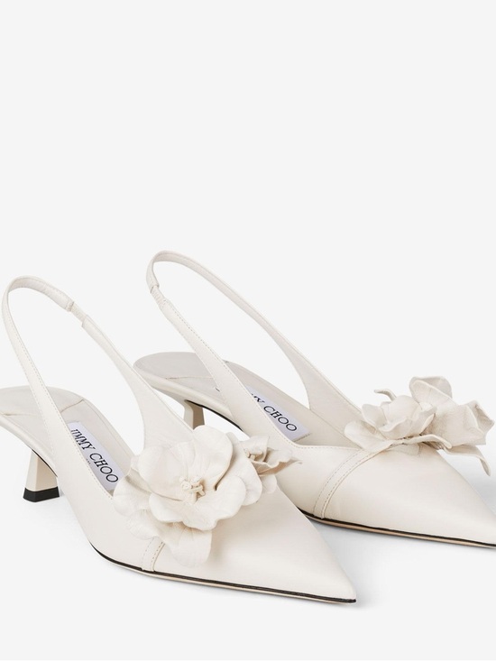Jimmy Choo Shoes - Jimmy Choo Amita 45 size 41 US 10 Ivory Slingback with Floral Applique